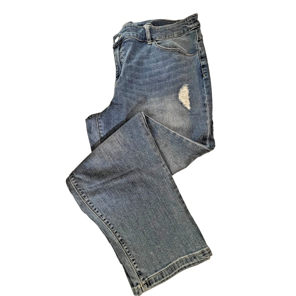Chico's Platinum Distressed Skimmer Ankle Jeans Medium Wash Size 3.5 - Picture 5 of 8